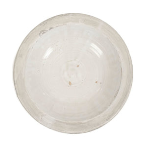 Zentique Distressed Ceramic Vase with Matte White and Grey Antiqued Finish – Rustic Sculptural Centerpiece W11.5 x H2.5 x D11.5 6192S A25A