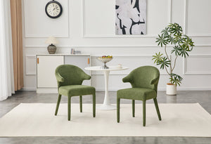 English Elm Modern Chenille Linen Accent Chair Sculptural Hollow Back Swivel Seat for Dining Vanity Green W3493P456222