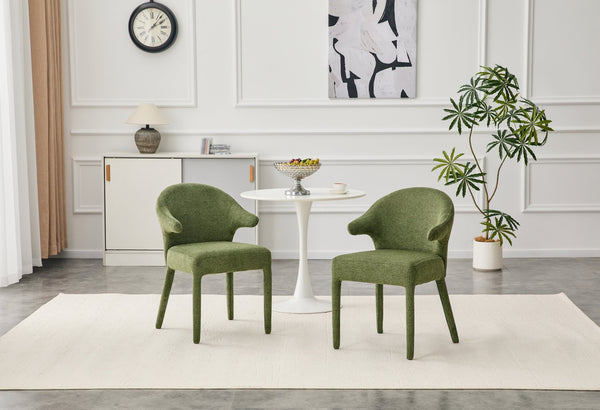 English Elm Modern Chenille Linen Accent Chair Sculptural Hollow Back Swivel Seat for Dining Vanity Green W3493P456222