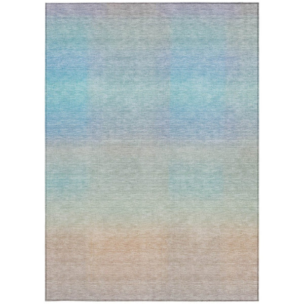 HomeRoots 5' Sky Blue and Peach Abstract Area Rug - Stylish, Washable, Durable Design for Indoor & Outdoor Use 619304
