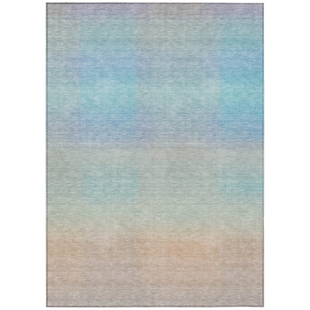 HomeRoots 5' Sky Blue and Peach Abstract Area Rug - Stylish, Washable, Durable Design for Indoor & Outdoor Use 619304