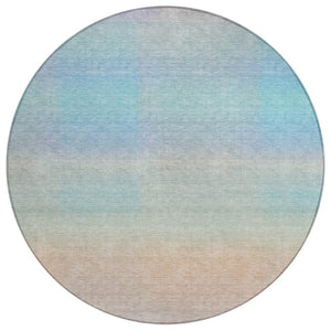 HomeRoots 8' Sky Blue and Peach Abstract Area Rug - Washable, Durable, Stylish for Indoor/Outdoor Spaces! 619305