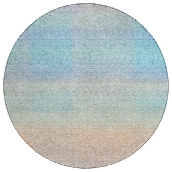HomeRoots 8' Sky Blue and Peach Abstract Area Rug - Washable, Durable, Stylish for Indoor/Outdoor Spaces! 619305