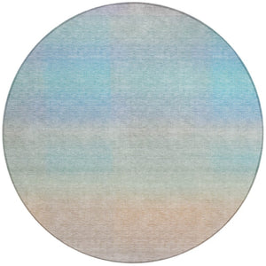 HomeRoots 8' Sky Blue and Peach Abstract Area Rug - Washable, Durable, Stylish for Indoor/Outdoor Spaces! 619305