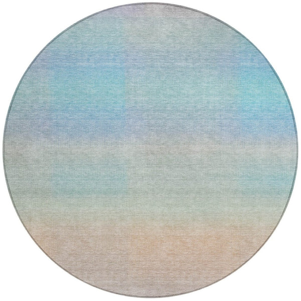 HomeRoots 8' Sky Blue and Peach Abstract Area Rug - Washable, Durable, Stylish for Indoor/Outdoor Spaces! 619305