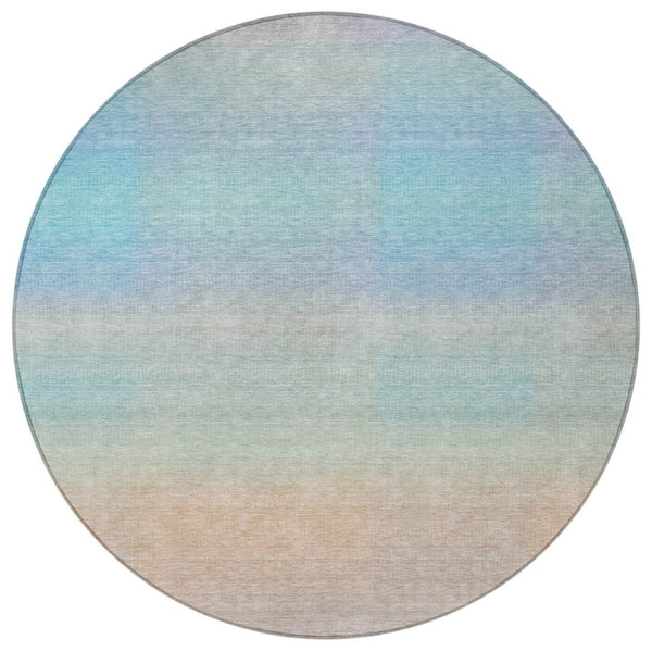 HomeRoots 8' Sky Blue and Peach Abstract Area Rug - Washable, Durable, Stylish for Indoor/Outdoor Spaces! 619305