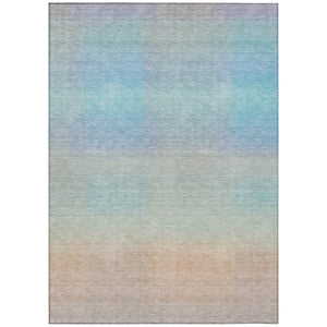 HomeRoots 8' X 10' Stylish Sky Blue & Peach Abstract Area Rug - Washable, Versatile for Indoor/Outdoor Use! 619306
