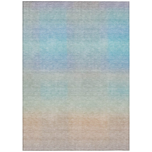 HomeRoots 8' X 10' Stylish Sky Blue & Peach Abstract Area Rug - Washable, Versatile for Indoor/Outdoor Use! 619306