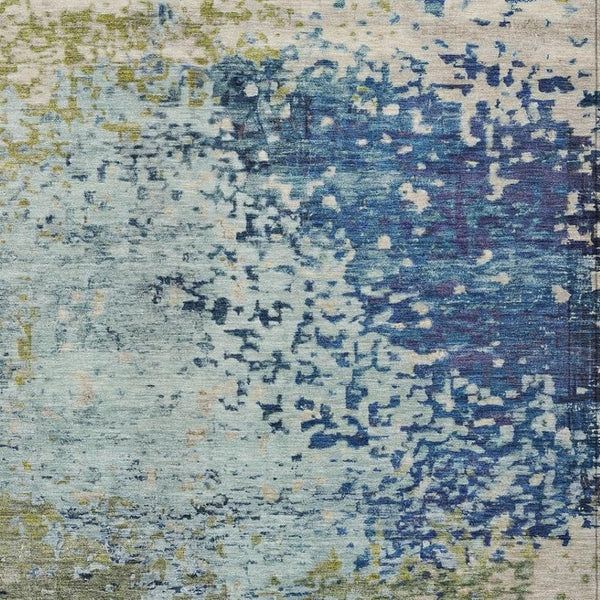 HomeRoots 5' X 8' Stylish Blue & Beige Abstract Washable Area Rug – Perfect for Indoor & Outdoor Spaces! 619328