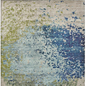 HomeRoots 5' X 8' Stylish Blue & Beige Abstract Washable Area Rug – Perfect for Indoor & Outdoor Spaces! 619328