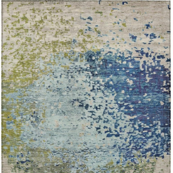 HomeRoots 5' X 8' Stylish Blue & Beige Abstract Washable Area Rug – Perfect for Indoor & Outdoor Spaces! 619328