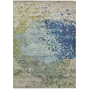 HomeRoots 5' X 8' Stylish Blue & Beige Abstract Washable Area Rug – Perfect for Indoor & Outdoor Spaces! 619328