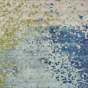 HomeRoots 8' Blue and Beige Abstract Washable Area Rug – Durable Indoor/Outdoor Decor for Stylish Living Spaces 619330