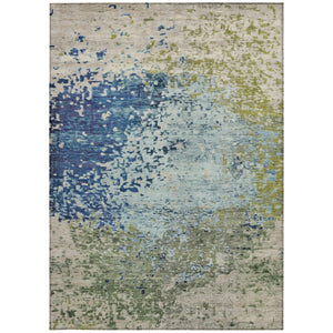 HomeRoots 9' Blue and Beige Abstract Washable Area Rug - Durable Indoor/Outdoor Design for Modern Spaces 619331