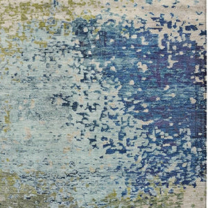 HomeRoots 10' Blue & Beige Abstract Area Rug - Washable, Durable, Indoor/Outdoor, Stylish for High-Traffic Spaces 619332