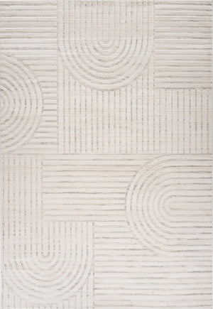 HomeRoots 9' X 12' Cream and Beige Abstract Area Rug - Elegant, Stain-Resistant Design for Modern Living Spaces 619351