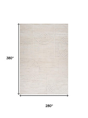HomeRoots 9' X 12' Cream and Beige Abstract Area Rug - Elegant, Stain-Resistant Design for Modern Living Spaces 619351