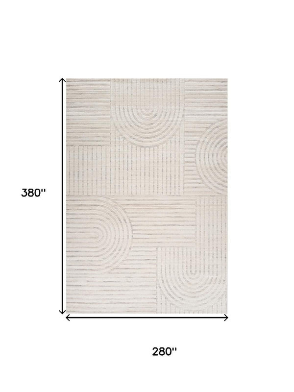 HomeRoots 9' X 12' Cream and Beige Abstract Area Rug - Elegant, Stain-Resistant Design for Modern Living Spaces 619351