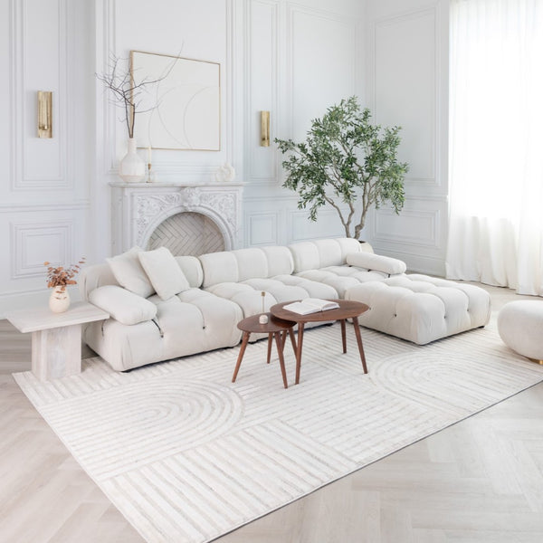 HomeRoots 9' X 12' Cream and Beige Abstract Area Rug - Elegant, Stain-Resistant Design for Modern Living Spaces 619351