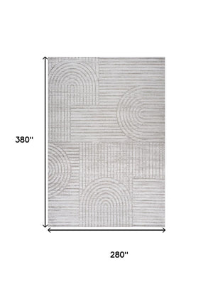 HomeRoots 9' X 12' Gray and Ivory Abstract Area Rug - Modern Stain-Resistant Design for Chic Living Spaces 619352