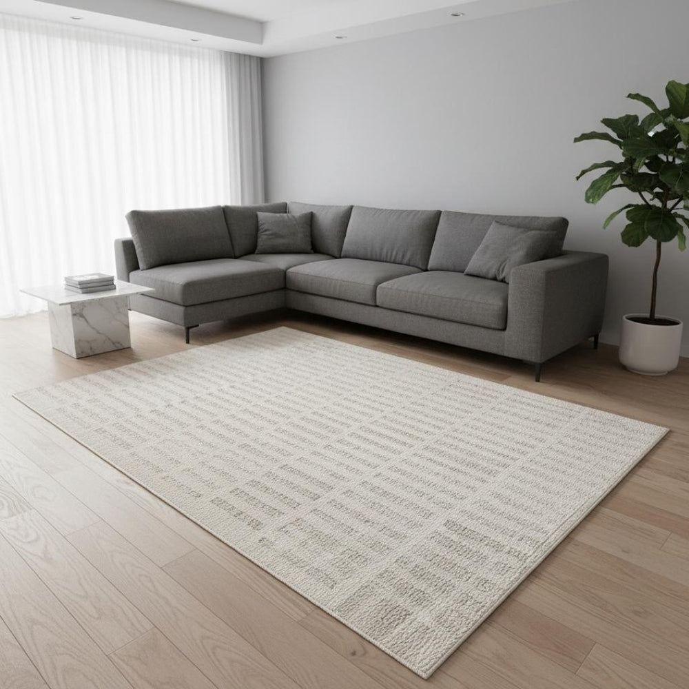 HomeRoots 9' X 12' Gray And Beige Abstract Area Rug - Modern, Stain-Resistant, Durable Design for Any Space 619354
