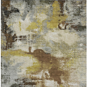 HomeRoots 5' X 8' Abstract Area Rug - Durable Brown, Gray, Taupe Design, Washable for Indoor & Outdoor Use 619362