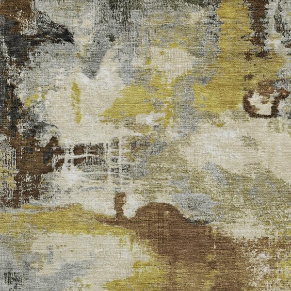 HomeRoots 5' X 8' Abstract Area Rug - Durable Brown, Gray, Taupe Design, Washable for Indoor & Outdoor Use 619362