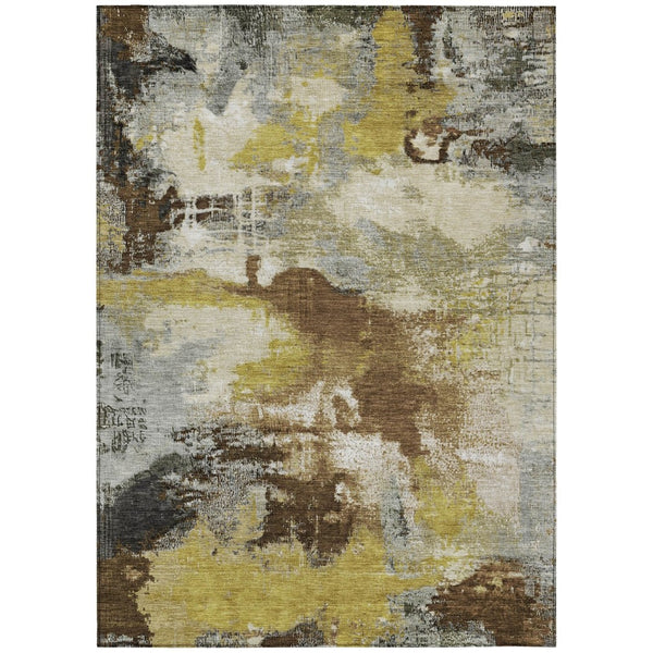 HomeRoots 5' X 8' Abstract Area Rug - Durable Brown, Gray, Taupe Design, Washable for Indoor & Outdoor Use 619362