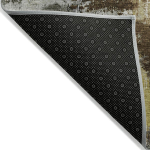 HomeRoots 8' Round Abstract Area Rug in Brown, Gray & Taupe - Washable, Stylish, Durable for Indoor & Outdoor Use 619363