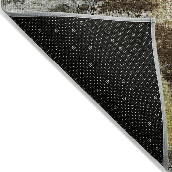 HomeRoots 8' Round Abstract Area Rug in Brown, Gray & Taupe - Washable, Stylish, Durable for Indoor & Outdoor Use 619363
