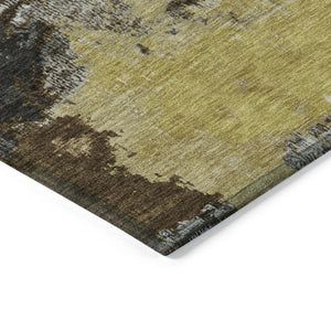 HomeRoots 8' Round Abstract Area Rug in Brown, Gray & Taupe - Washable, Stylish, Durable for Indoor & Outdoor Use 619363