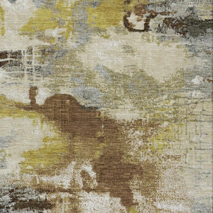 HomeRoots 8' Contemporary Abstract Washable Area Rug - Durable Brown, Gray & Taupe Design for Indoor/Outdoor Use 619364