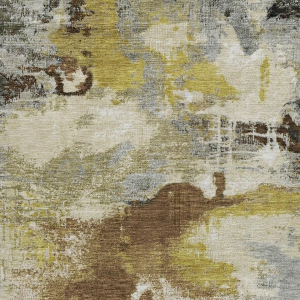 HomeRoots 10' X 14' Abstract Washable Area Rug - Durable Brown Gray Taupe Design for Indoor & Outdoor Use 619366