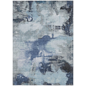 HomeRoots 5' X 8' Washable Blue Ivory Gray Abstract Area Rug - Durable, Stylish, Indoor/Outdoor Versatility! 619368