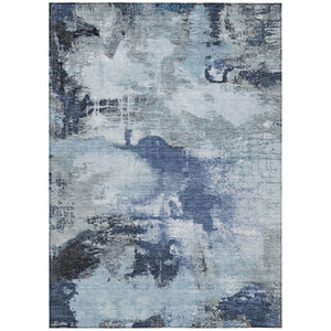 HomeRoots 9' Modern Abstract Blue Ivory Gray Washable Area Rug for Indoor Outdoor High-Traffic Spaces 619371