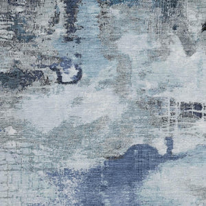 HomeRoots 10' Blue and Ivory Abstract Area Rug – Washable, Durable, Indoor/Outdoor, Perfect for High-Traffic Spaces 619372