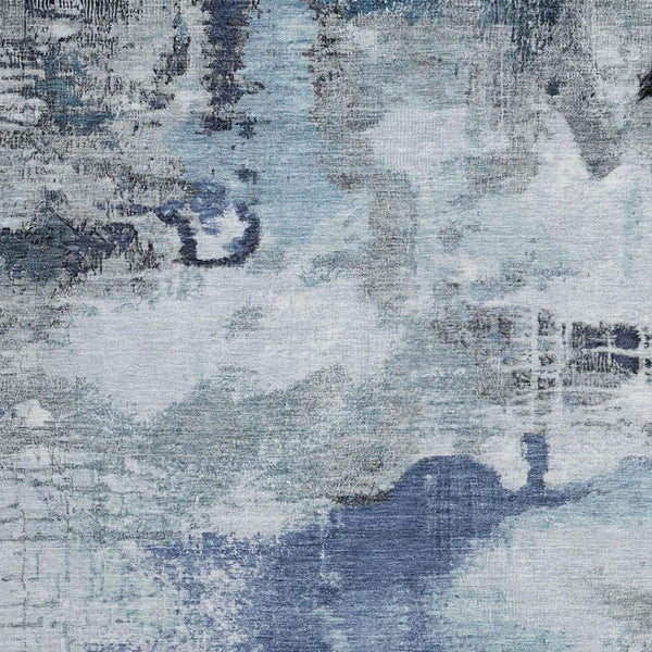 HomeRoots 10' Blue and Ivory Abstract Area Rug – Washable, Durable, Indoor/Outdoor, Perfect for High-Traffic Spaces 619372