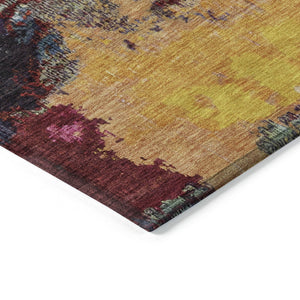 HomeRoots 8' Vibrant Ruby Red, Pink & Yellow Abstract Round Area Rug - Washable, Durable for Indoor & Outdoor Use 619375