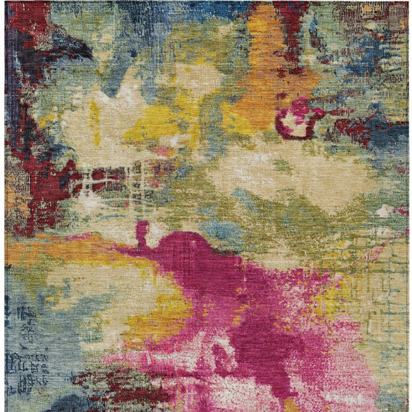 HomeRoots 8' X 10' Vibrant Ruby Red and Pink Abstract Area Rug - Durable, Washable, Indoor/Outdoor Stylish Accent 619376