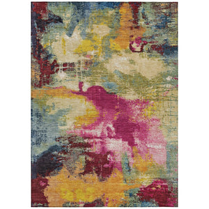 HomeRoots 8' X 10' Vibrant Ruby Red and Pink Abstract Area Rug - Durable, Washable, Indoor/Outdoor Stylish Accent 619376