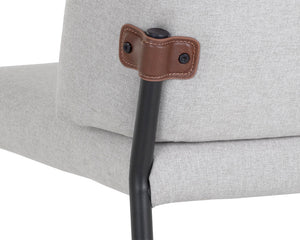 Sunpan Pearce Dining Chair Set of 2 - Modern Minimalist Design with Black Powder Coated Iron Frame Light Grey / Bravo Cognac