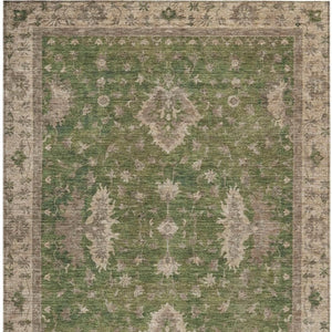 HomeRoots 5' X 8' Artichoke Green Floral Area Rug - Durable, Washable Indoor/Outdoor Design for Versatile Style 619386