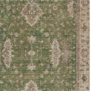HomeRoots 9' Artichoke Green & Beige Floral Washable Rug - Durable Indoor/Outdoor Area Rug for Any Space 619389