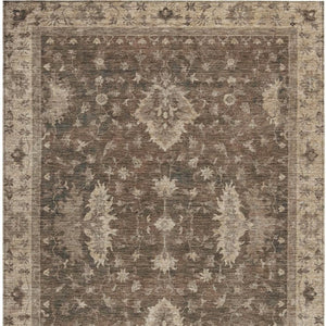HomeRoots 5' X 8' Durable Brown and Beige Floral Indoor-Outdoor Area Rug – Machine Washable, Easy Care Design! 619398