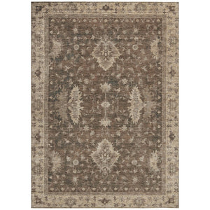HomeRoots 5' X 8' Durable Brown and Beige Floral Indoor-Outdoor Area Rug – Machine Washable, Easy Care Design! 619398