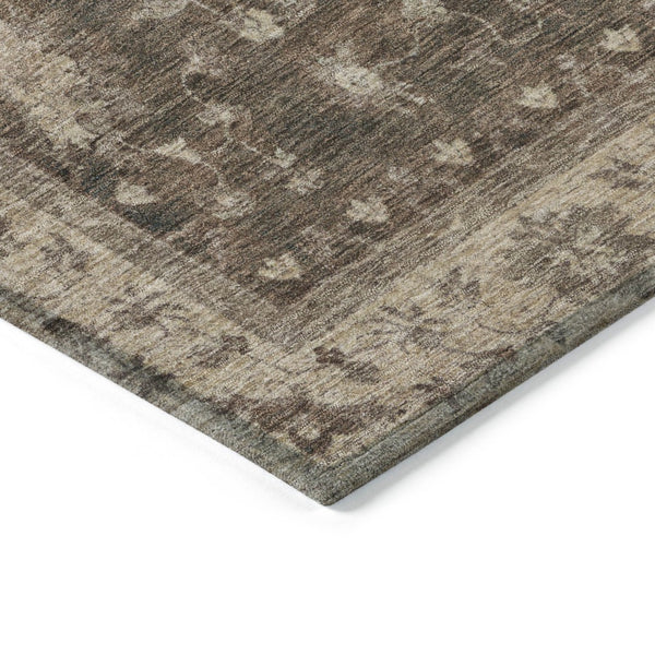 HomeRoots 5' X 8' Durable Brown and Beige Floral Indoor-Outdoor Area Rug – Machine Washable, Easy Care Design! 619398
