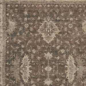 HomeRoots 5' X 8' Durable Brown and Beige Floral Indoor-Outdoor Area Rug – Machine Washable, Easy Care Design! 619398