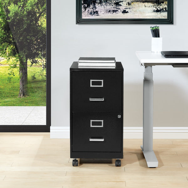 OSP Home Furnishings Metal File Cabinet Black