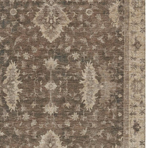 HomeRoots 9' X 12' Brown And Beige Floral Area Rug - Durable, Washable Indoor/Outdoor Design for Family Spaces 619401
