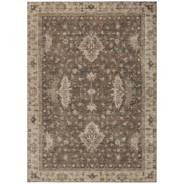 HomeRoots 10' Brown and Beige Floral Area Rug – Washable, Durable, Elegant Design for Indoor and Outdoor Use 619402